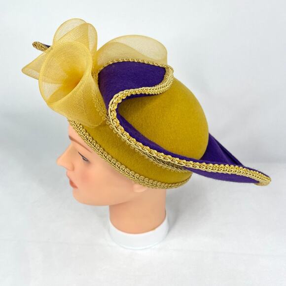 Vintage Wool Made in USA Purple & Gold Derby Hat main image 4